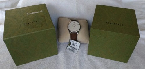 GUCCI G-TIMELESS AUTOMATIC MENS WATCH. YA126361. BROWN LEATHER. BNWT. - Picture 17 of 17