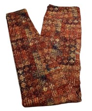 LuLaRoe Leggings OS One Size ORANGE Diamond Check Modern AZTEC Geometric SOFT