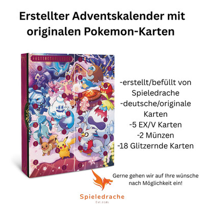 Advents- /Festtagskalender mit originalen Pokemon Karten von Spieledrache Deu