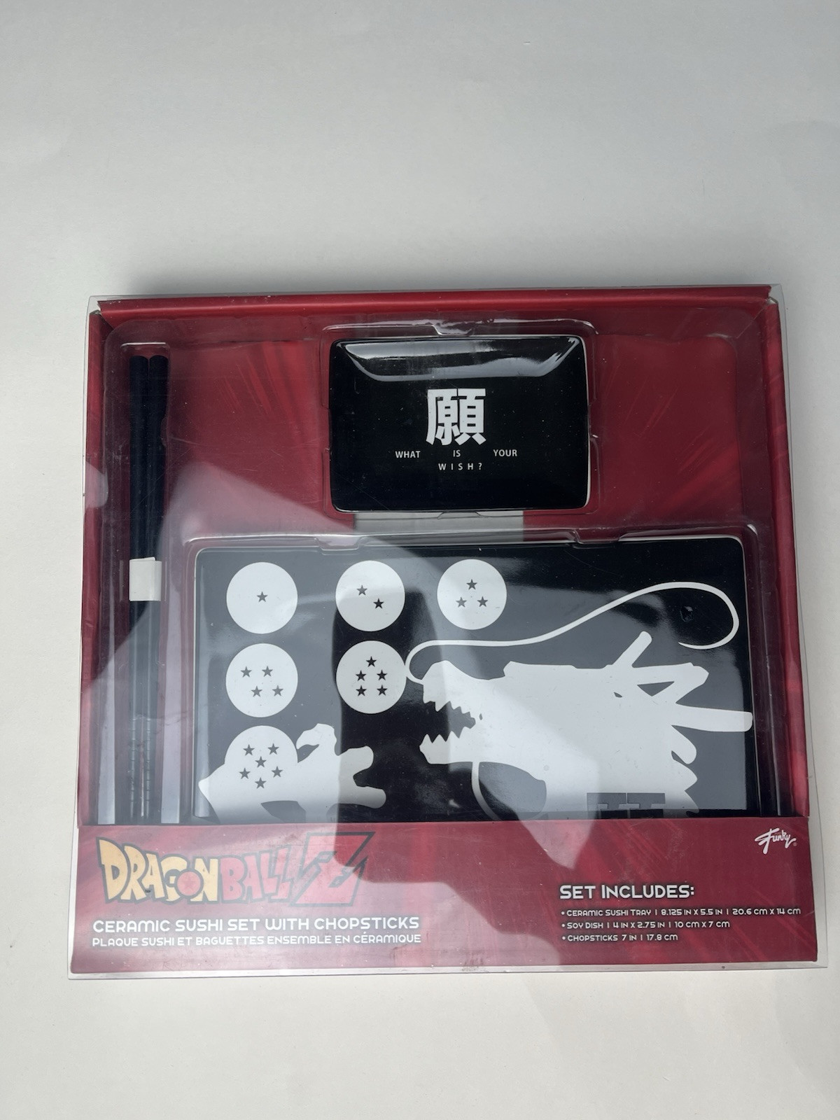 Dragon Ball Z Black Ceramic Sushi Set With Chopsticks & Dish Tray  