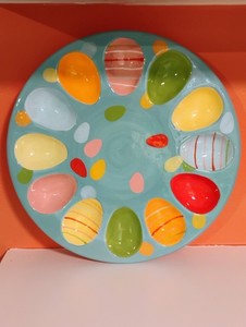 Holiday Fun Ceramic Multi-Colored Easter Egg Platter from Boston Warehouse Co. 