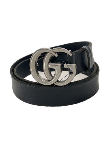 GUCCI Belt_Double G/Leather/BLK/Men's//