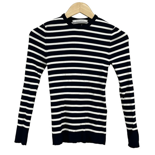 BORDERS at BALCONY Dark Navy White Women's Sweater