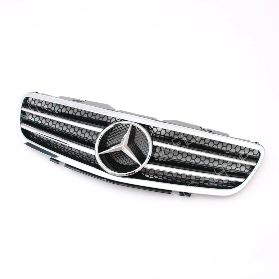For Mercedes Benz SL-Class R230 2003-2006 SL500 SL600 Chrome Black Front Grille - Image 4 of 4