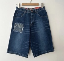 Vintage Y2K Bobson Baggy Loose Jean Shorts Skater Hip Hop Blue Mens Size 33