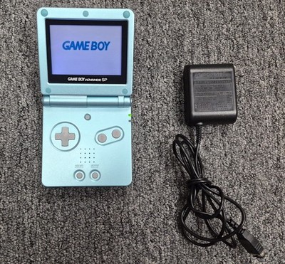 Nintendo Game Boy Advance SP Pearl Blue AGS 001 with charger