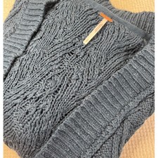 Free People Obsidian Chunky Oversized Cable Knit Button Front Cardigan Size Sm