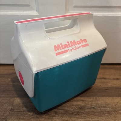Vintage 1992 Igloo Mini Mate 6 Pack Cooler Holds Six Cans Teal & Hot Pink EUC VG