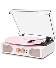 3-Speed Vinyl Record Player w/Built-in Speakers, Treble Bass, RCA/Aux