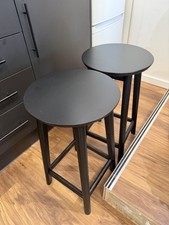 IKEA RÄVSTEN Black Counter Height Bar Stools 62cm Solid Wood Pair