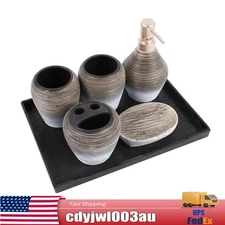 5pcs Bathroom Accessories Set Lotion Dispenser Holder Ceramic Hotel Bathroom