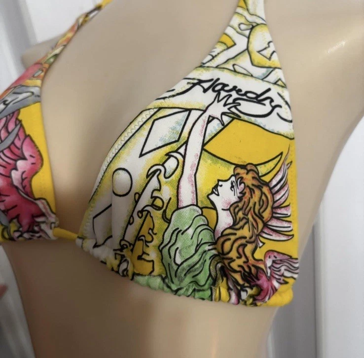 Conjunto de bikini traje de baño Ed Hardy Y2K talla mediana RARO Foto 3 de 4