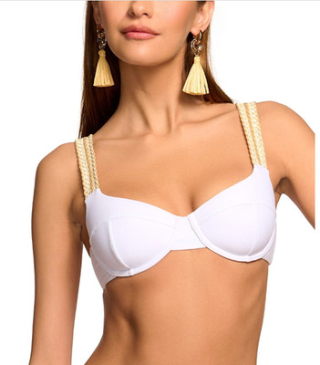 Ramy Brook Women's Iryna Bikini Top Swimsuit White Size S 10212