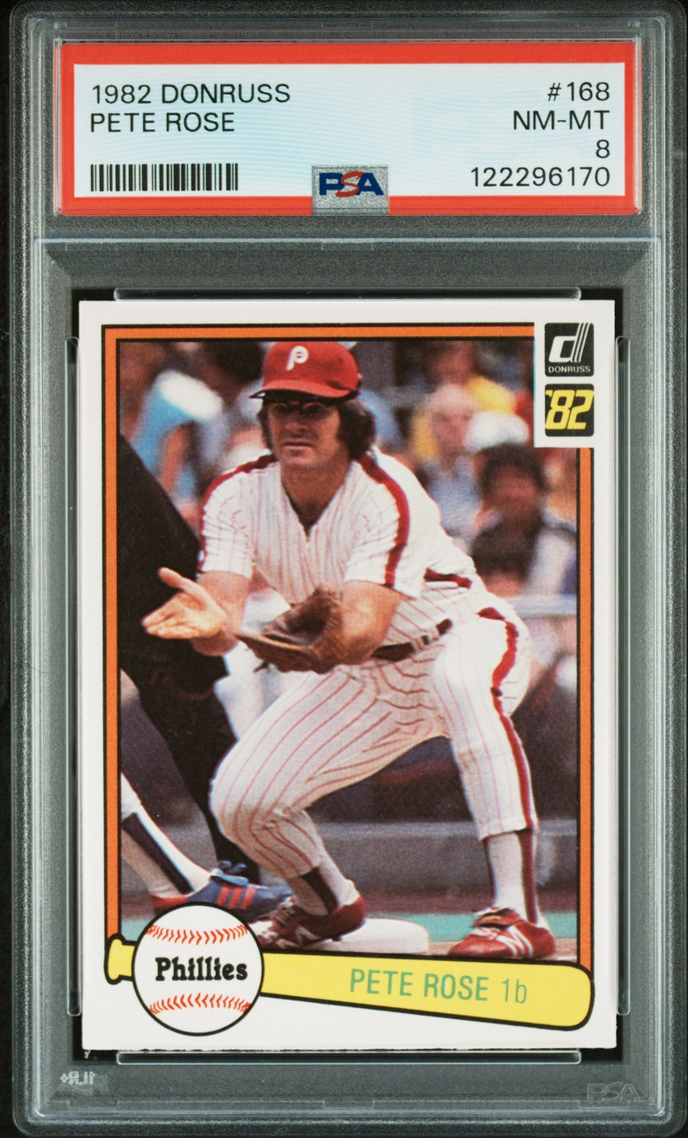 1982 DONRUSS #168 PETE ROSE PSA 8