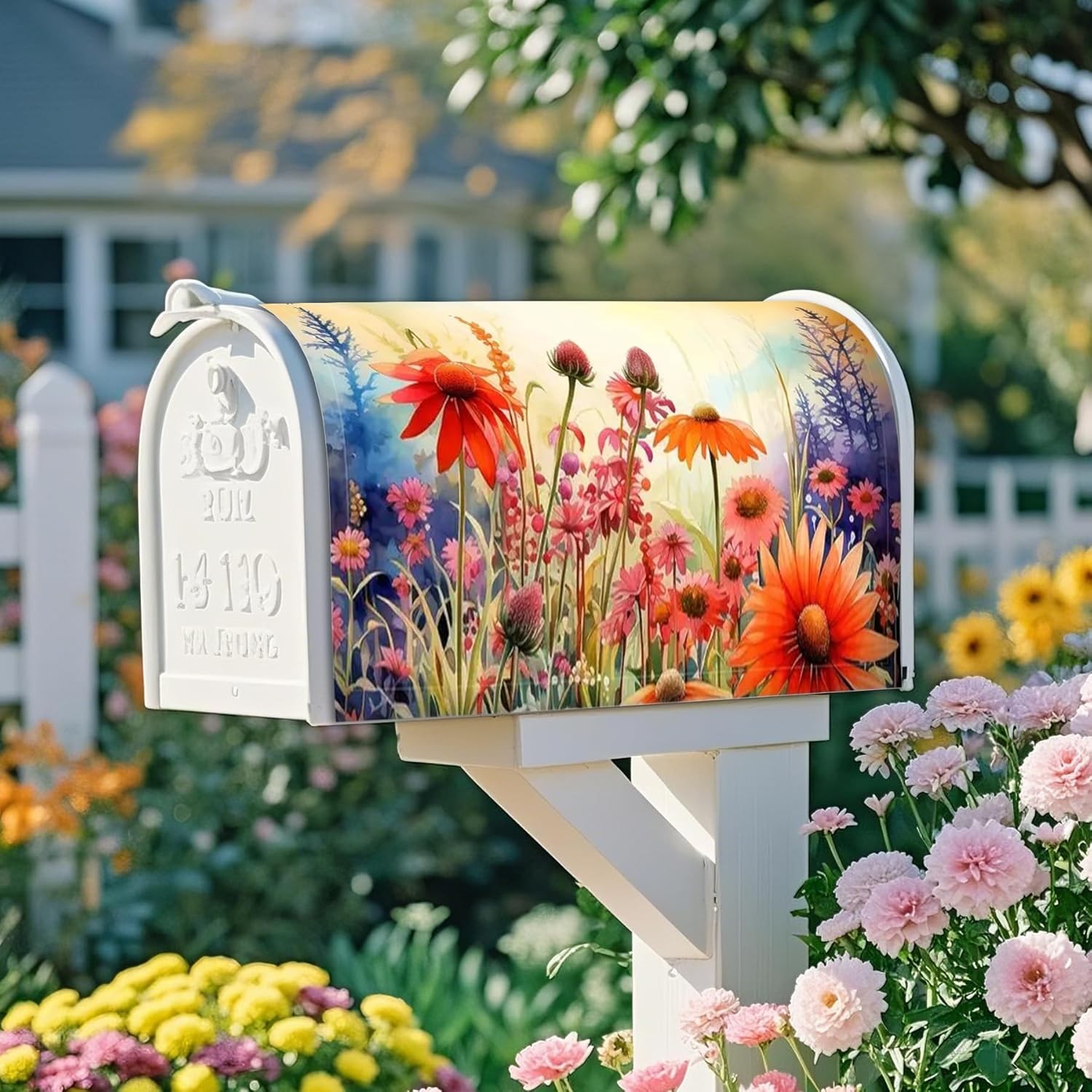 Mailbox Covers Magnetic Standard Size, Printed Floral Magnetic Cover for Postbox