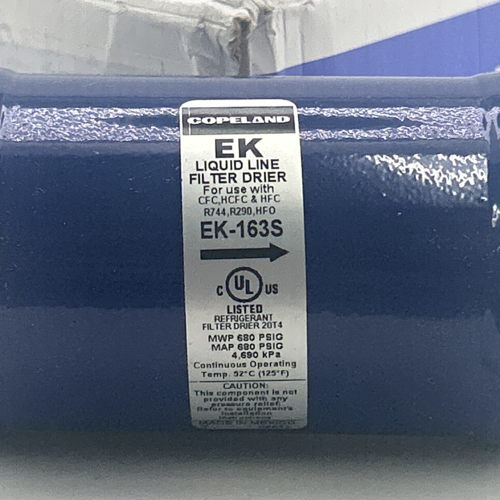 EMERSON Liquid Line Filter Drier, Compacted Bead EK163S - 3/8" 16 in³ 047614