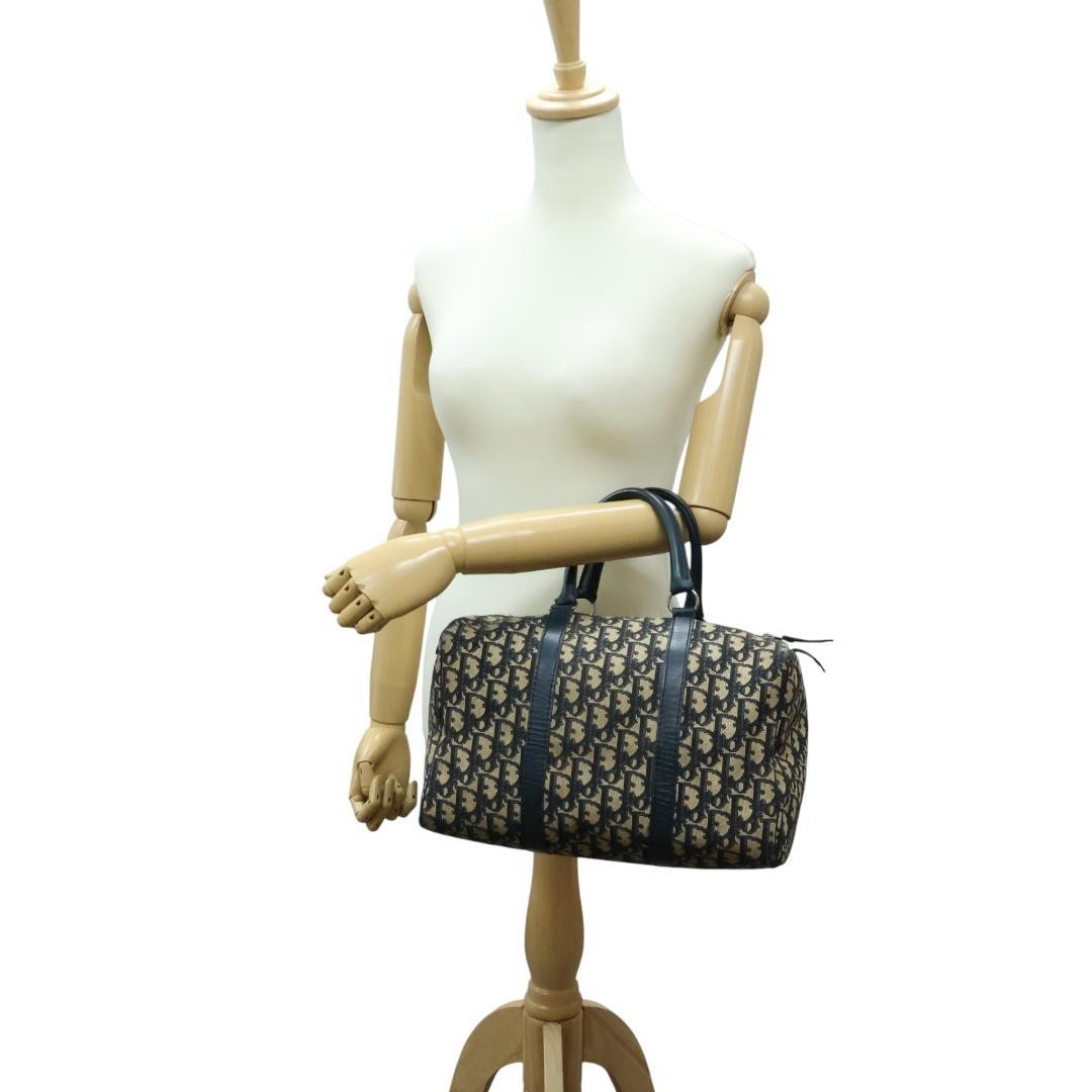 Christian Dior Mini Boston Handbag Canvas Leather Navy Beige Authentic thumbnail 15