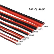 8-28AWG Wire Parallel Flexible Covered Lamp Cord Silicone Cable Wire Black & Red