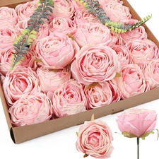Pink Artificial Flowers Rose Heads 25PCS Dried Pink Flowers Artificial Roses ...