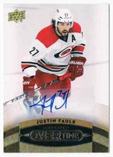 2015-16 UPPER DECK OVERTIME GOLD JUSTIN FAULK AUTO CAROLINA HURRICANES #144