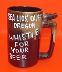 Whistle For Your Beer / Wet Your Whistle 5" Brown Mug Sea Lions Caves Oregon — photo 1