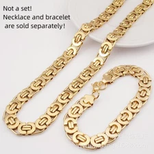 8/11mm  Stainless Steel Gold Plated Flat Byzantium Chain Necklace or Bracelet