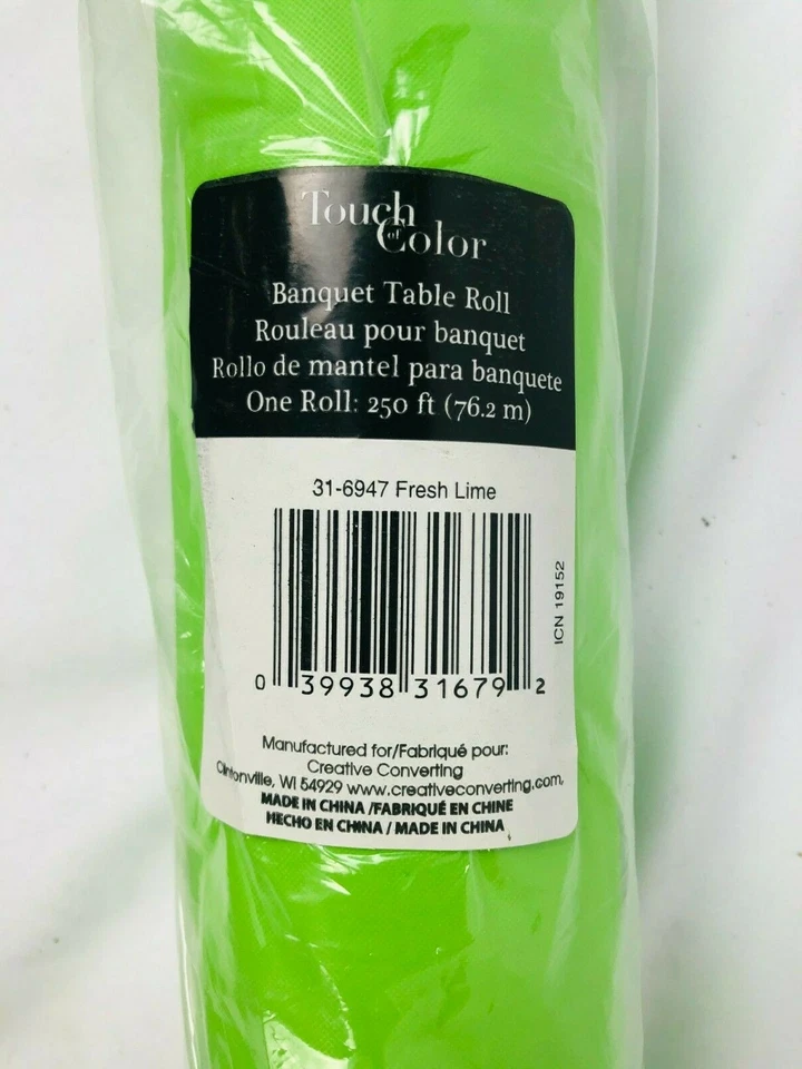 Creative Converting Touch of Color Folded Plastic Banquet Roll, 250', Fresh Lime - Image 2 of 2