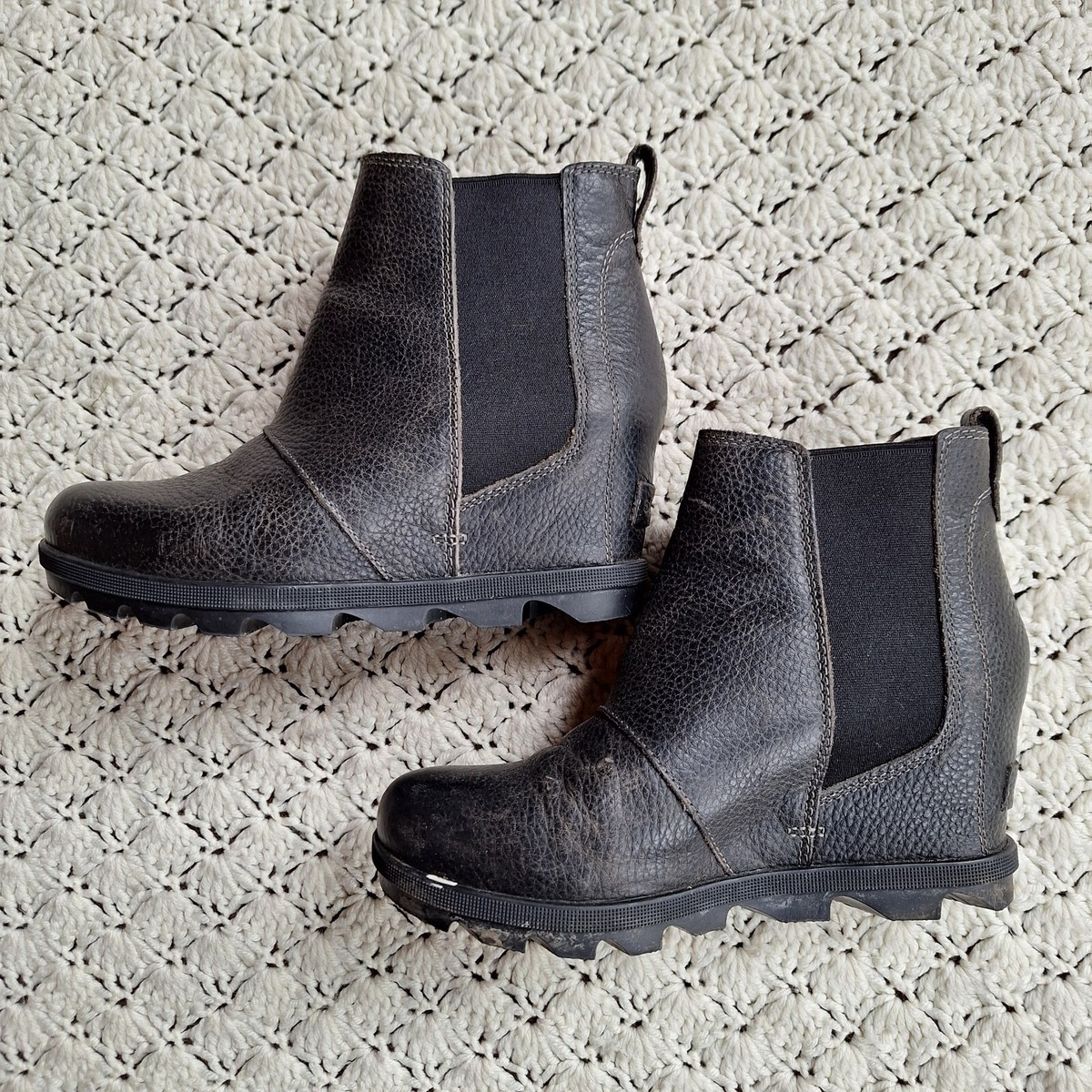 Sorel Joan Of Arctic Wedge II Womens Leather Chelsea Boot Black NL3346