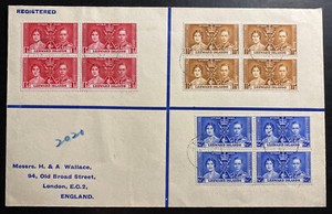 1937 Leeward Islands First Day cover FDC Coronation Of king George VI Block