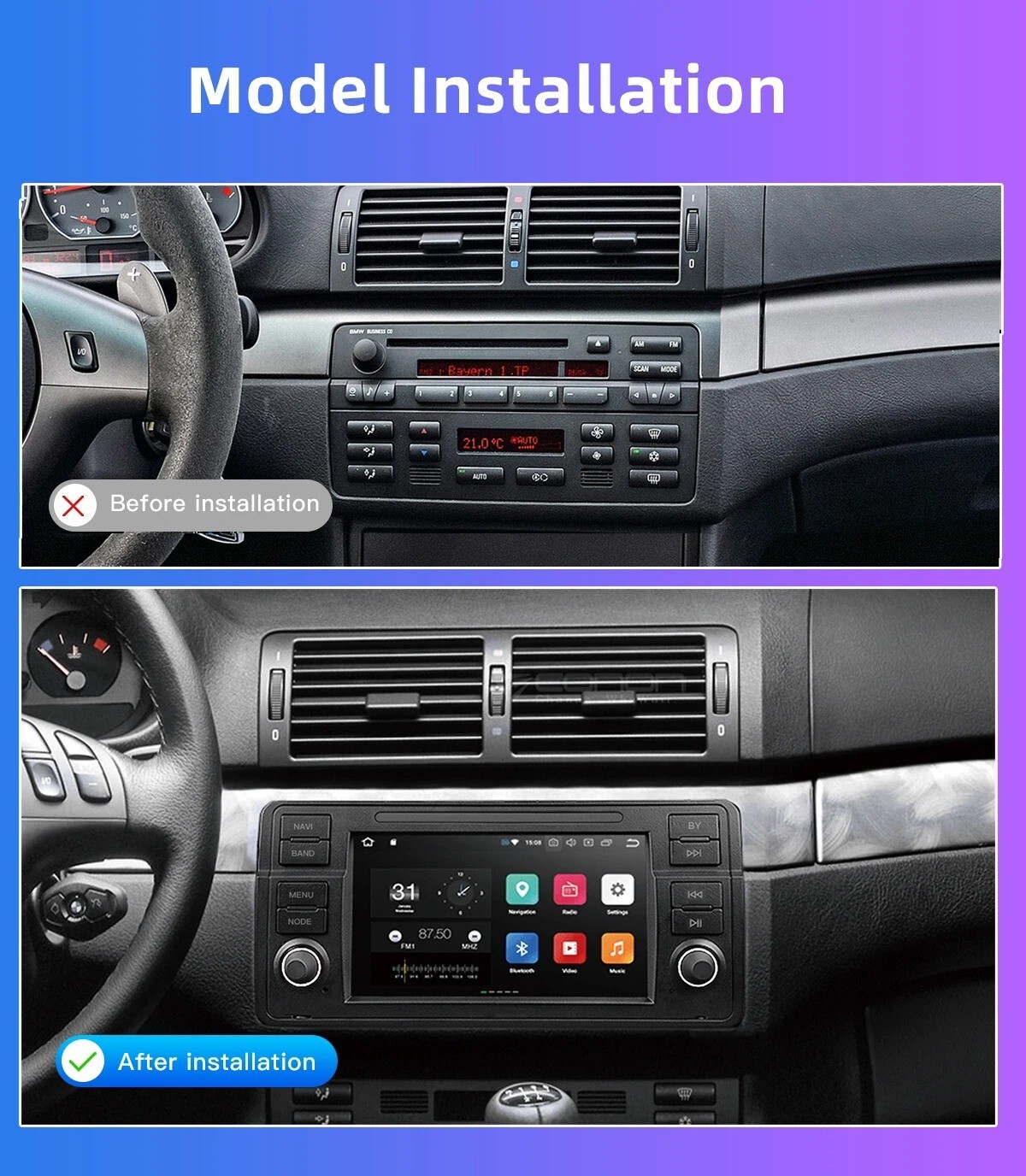 Autoradio Android 13 avec GPS et Wifi pour BMW E46 M3 écran tactile - 3