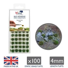 WWS Static Grass Tufts x 100 – Autumn, 4mm – Model Railway Wargame Scenery