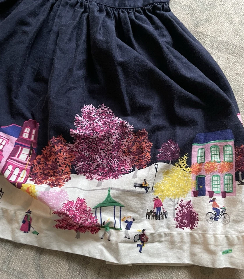 Vestido de fiesta Joules para niñas azul marino con borde estampado de casa niños talla 7-8 años Foto 3 de 4