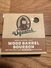 Dr. Squatch Wood Barrel Bourbon 5 oz. NIB Medium Grit Men's Natural Soap