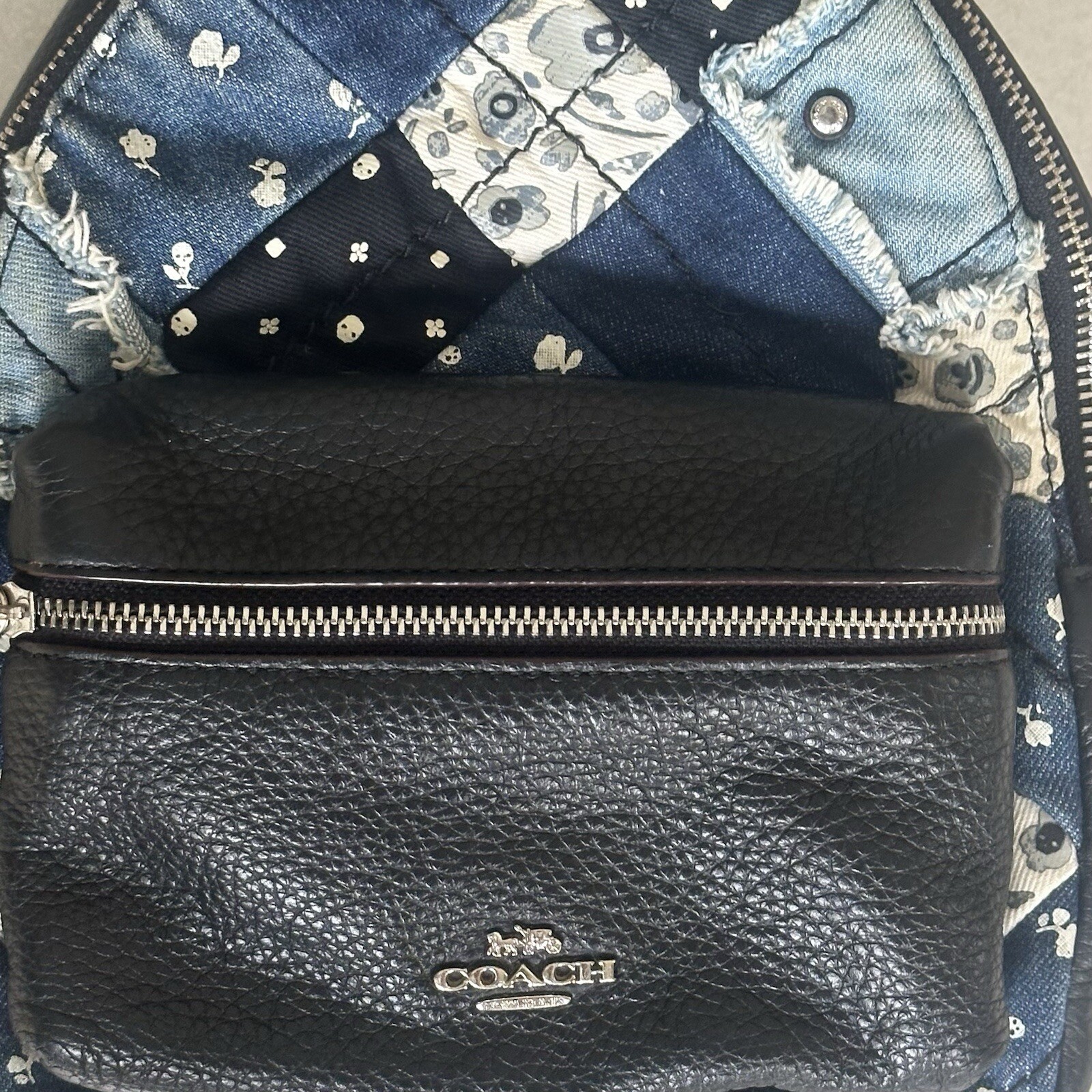 COACH mini backpack Patchwork Leather Purse Black… - image 6