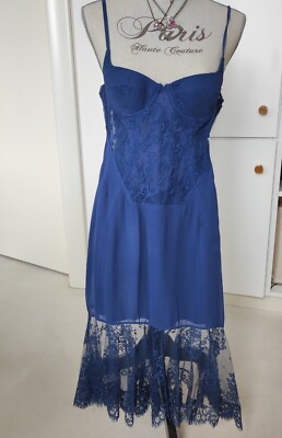 Original VERSUS VERSACE Kleid IT38 DE34 blau Spitze blue lace dress Rückenfrei 
