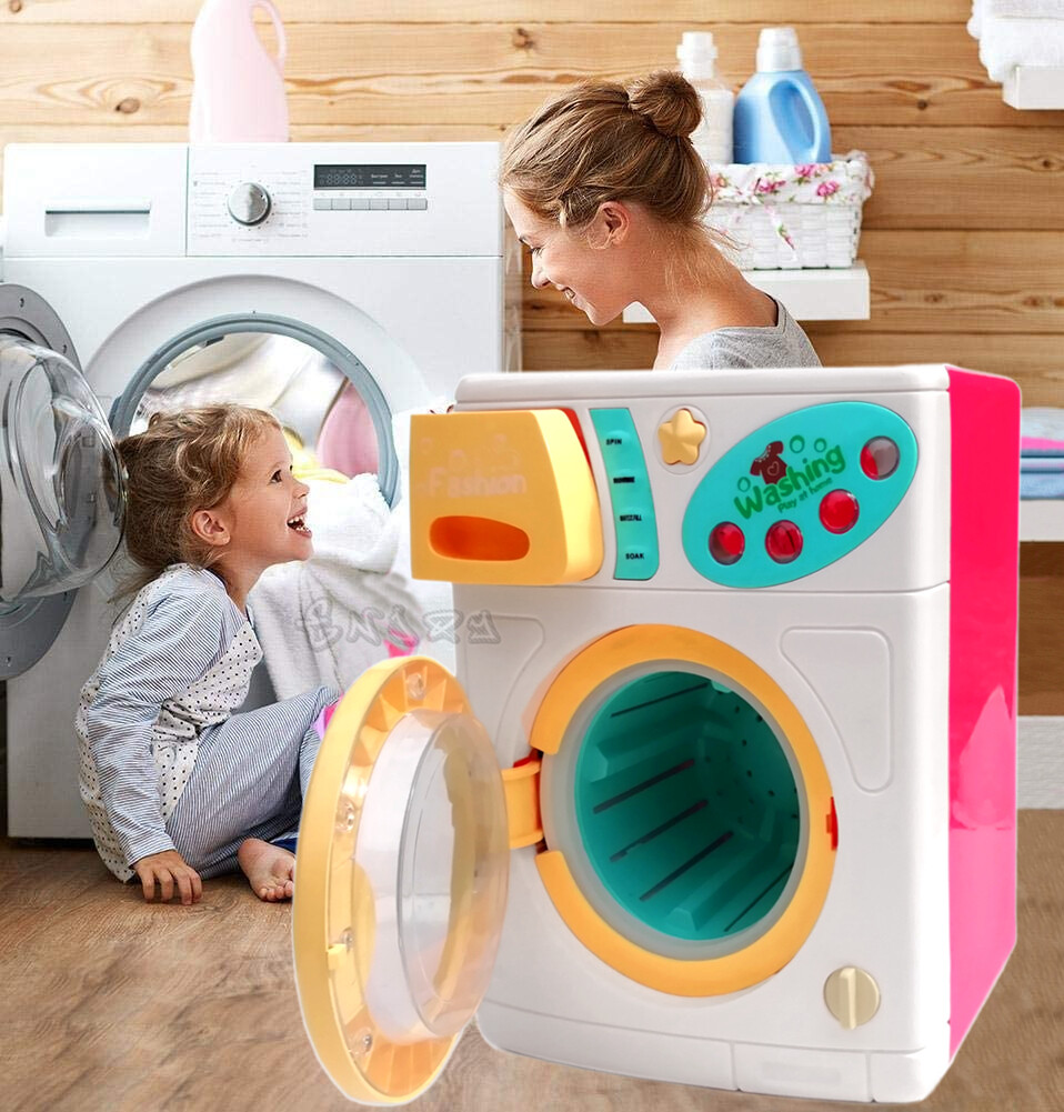 Giocattolo Lavatrice In Miniatura 1:12, Tamburo Rotante Motorizzato, Coperchio Apribile, Ricaricabile, Educativo Per Bambine E Bambini, Dimensioni 7x5x6 Cm