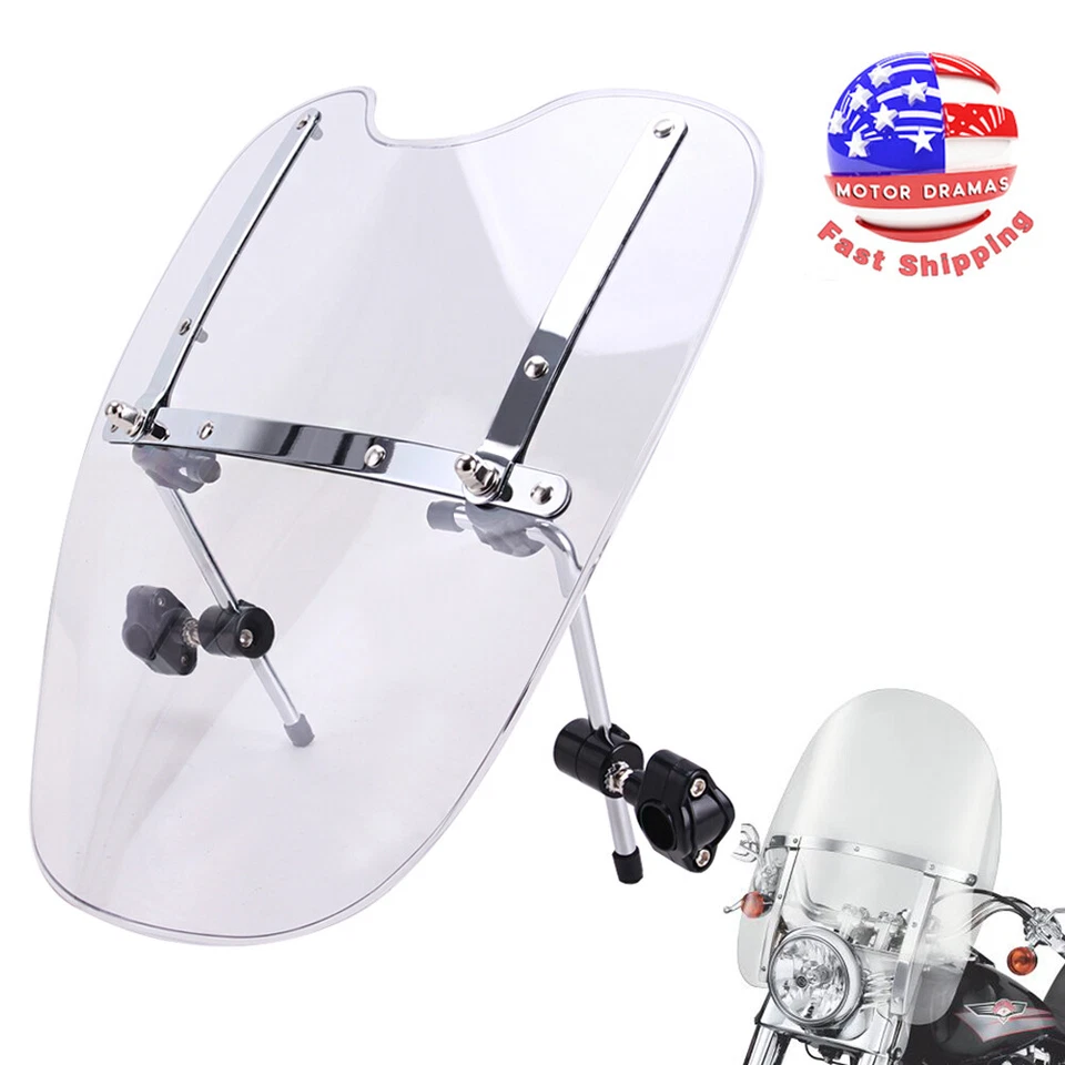 Parabrisas universal de 7/8"" o 1"" para motocicleta Harley Honda Yamaha Foto 4 de 4