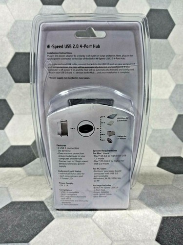 Belkin F5U234-apl Black Hi-Speed Stackable USB 2.0 Hub with 4 Ports NEW - Photo 3/4