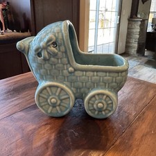 Vintage Baby Carriage Planter Baby Boy Ceramic