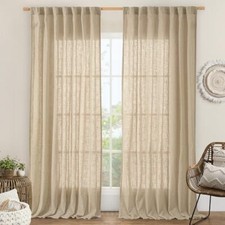 84 Inch Long Linen Curtains for Living Room 2 60"W x 84"L Pack of 2 Brown