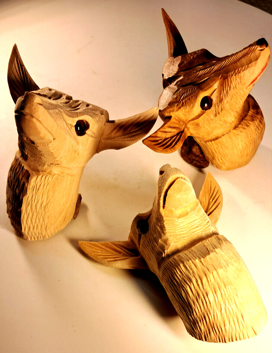 Handgeschnitzter Holz Hirschkopf Deko für Wand & Kuckucksuhr Jagd Geschenk Natur