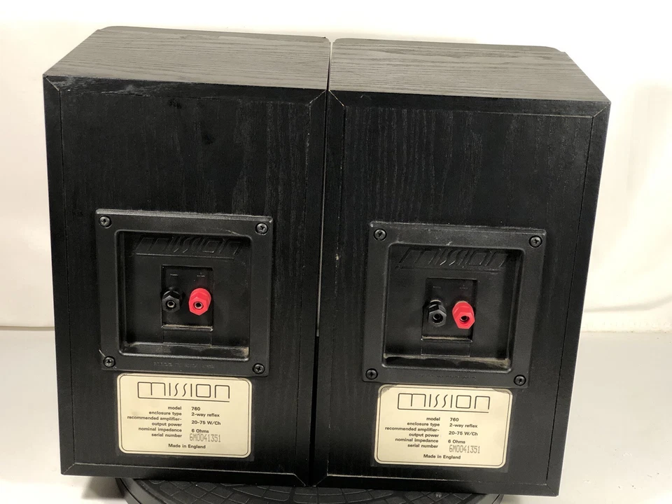 Винтажные Mission 760 2-полосные колонки пара черных мониторов с решетками сделано в Англии - Изображение 3 из 4