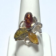 Authentic Baltic Amber 925 Sterling Silver Ring Jewelry s.8.5 JY3578