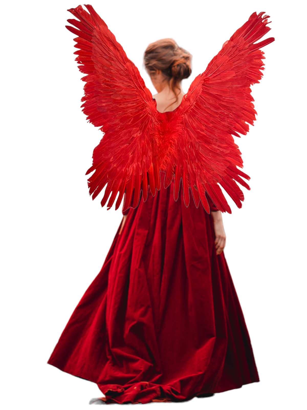 Red Handmade Large Feather Butterfly Fairy Angel Wings Halloween Costume Halo