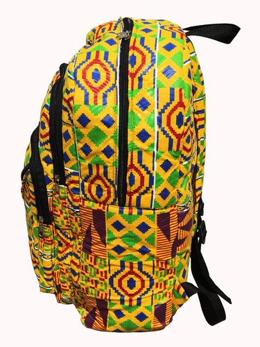 Kente Backpack African Print Book Bag Rucksack Handmade Backpack Handmade Bag - Picture 2 of 4