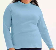 Croft & Barrow Size 1X Solid Blue mock neck knit top, long sleeve NWT