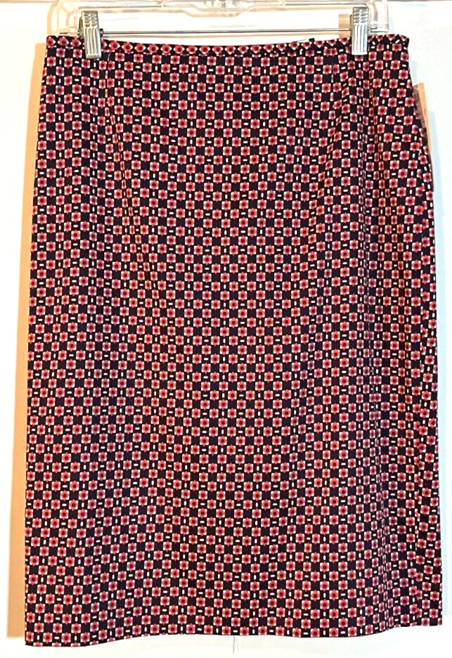 NUEVO CON ETIQUETAS Falda Dillards Azul Marino Rojo Geo Punto Algodón Forrada a Lápiz Mujeres 8 Foto 2 de 4