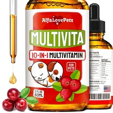 Cat and Dog Liquid Vitamins | Skin, Joints, Digestion Support | 2 Oz