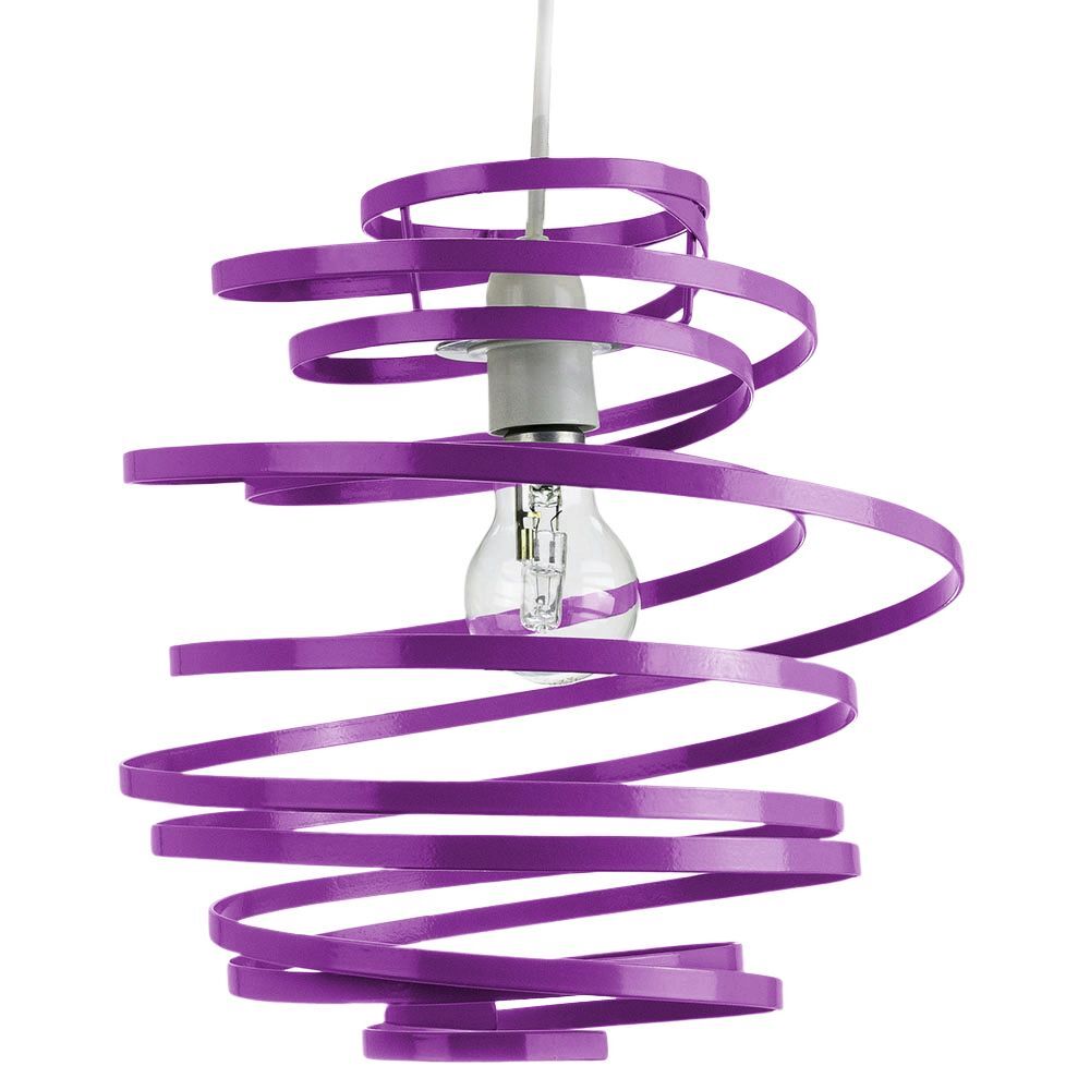Contemporary Purple Gloss Metal Double Ribbon Spiral Swirl Ceiling Light Pend...