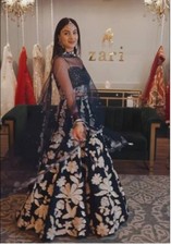 Exclusive Kasturi Silk Georgette Blue Lehenga Choli With Net Dupatta For Party